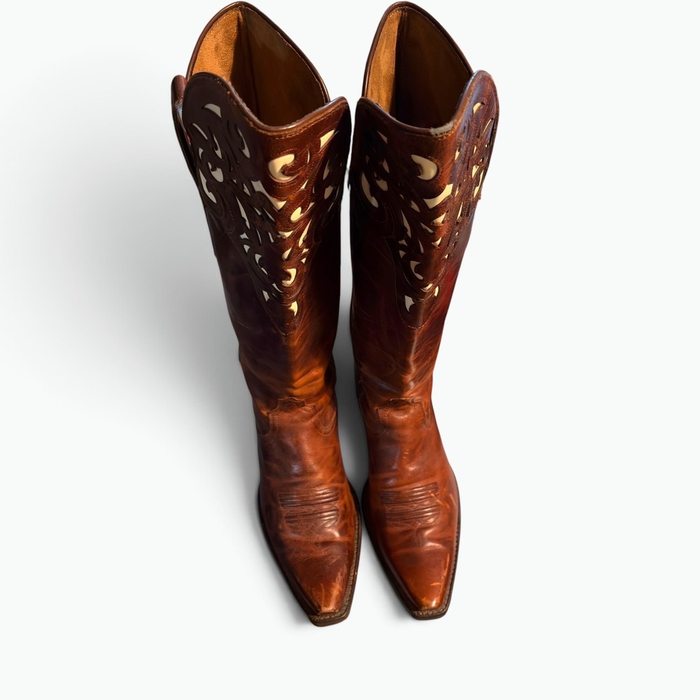 Ariat Womens Brown Leather Filigree Cutout Tall Over Knee Western Boots Size 9B - Picture 9 of 13